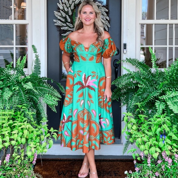 NWT Anthropologie Maeve Puff Sleeve Sweetheart Dress 6 P Petite Green - Picture 5 of 9